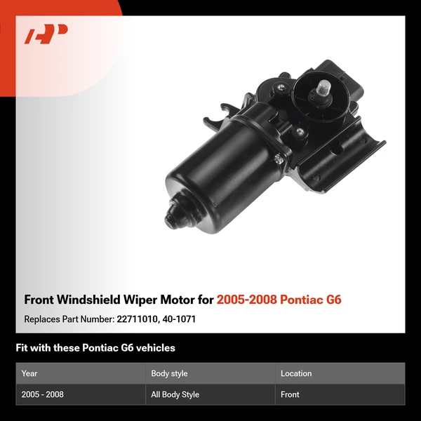 Front Windshield Wiper Motor for 2005-2008 Pontiac G6