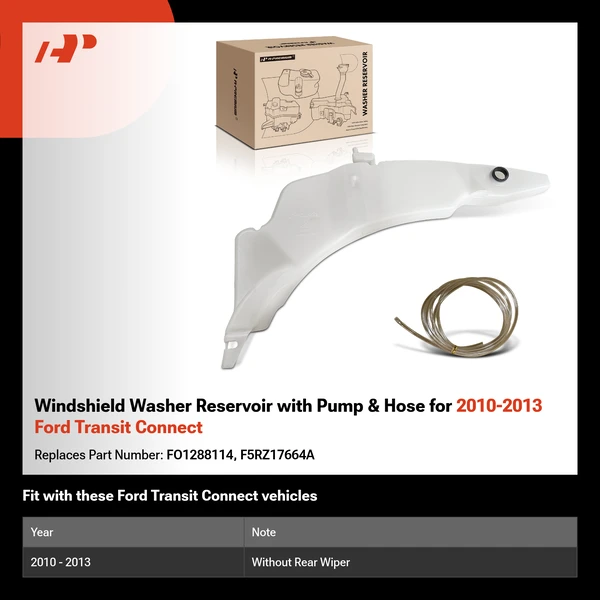 Windshield Washer Reservoir with Pump & Hose for 2010-2013 Ford Transit Connect