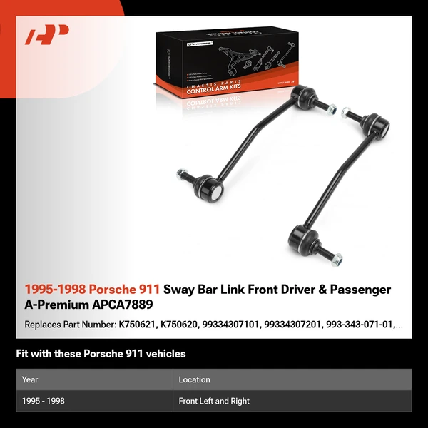 1995-1998 Porsche 911 Sway Bar Link Front Driver & Passenger A-Premium APCA7889