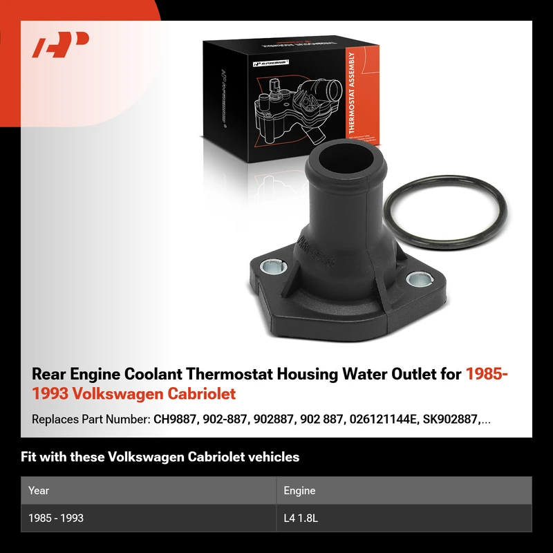 Rear Engine Coolant Thermostat Housing Water Outlet for 1985-1993 Volkswagen Cabriolet