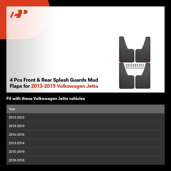 4 Pcs Front & Rear Splash Guards Mud Flaps for 2013-2019 Volkswagen Jetta