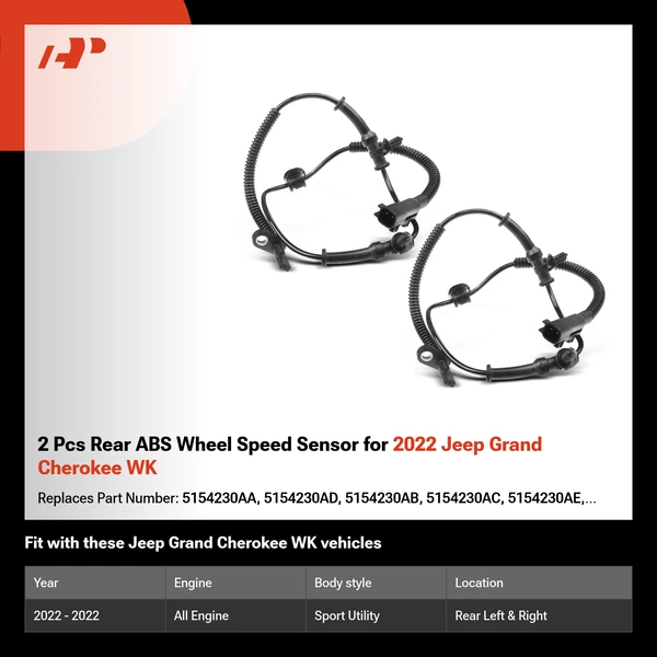 2 Pcs Rear ABS Wheel Speed Sensor for 2022 Jeep Grand Cherokee WK