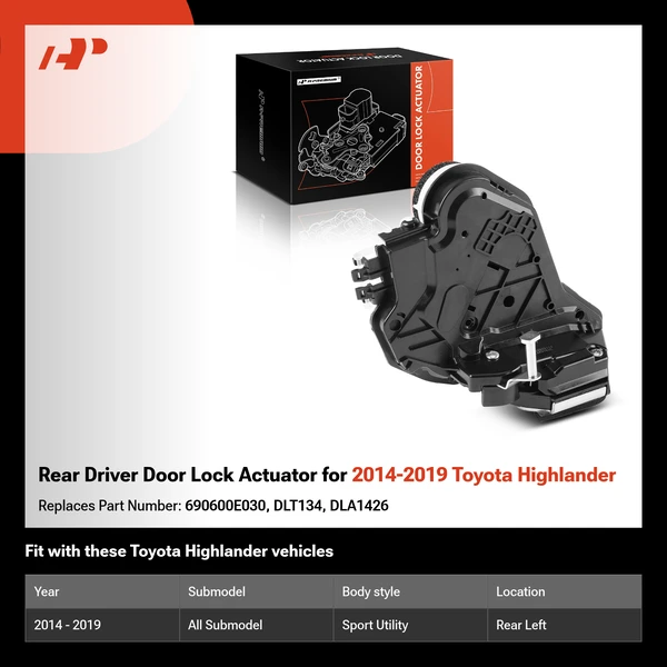 Rear Driver Door Lock Actuator for 2014-2019 Toyota Highlander