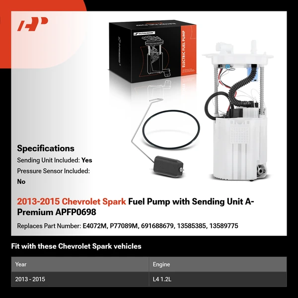 2013-2015 Chevrolet Spark Fuel Pump with Sending Unit A-Premium APFP0698