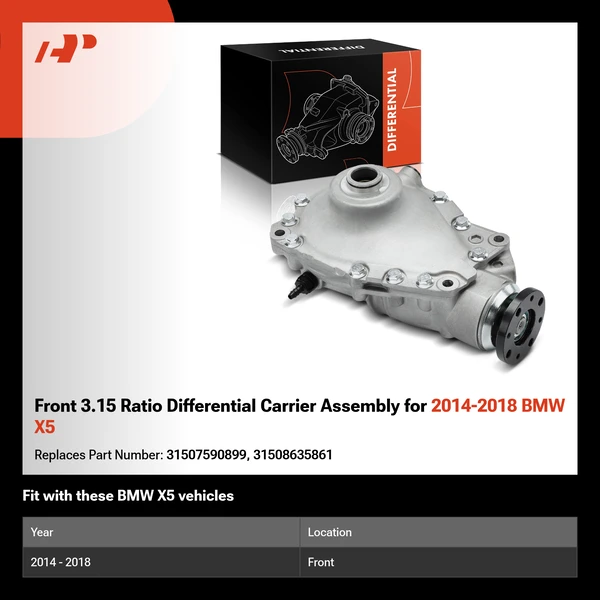 Front 3.15 Ratio Differential Carrier Assembly for 2014-2018 BMW X5