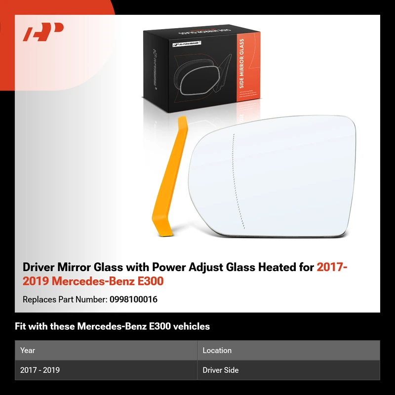 Driver Mirror Glass with Power Adjust Glass Heated for 2017-2019 Mercedes-Benz E300