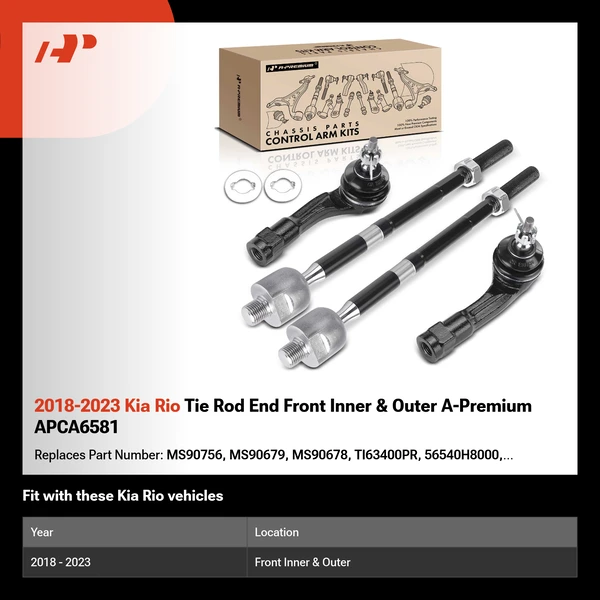 2018-2023 Kia Rio Tie Rod End Front Inner & Outer A-Premium APCA6581