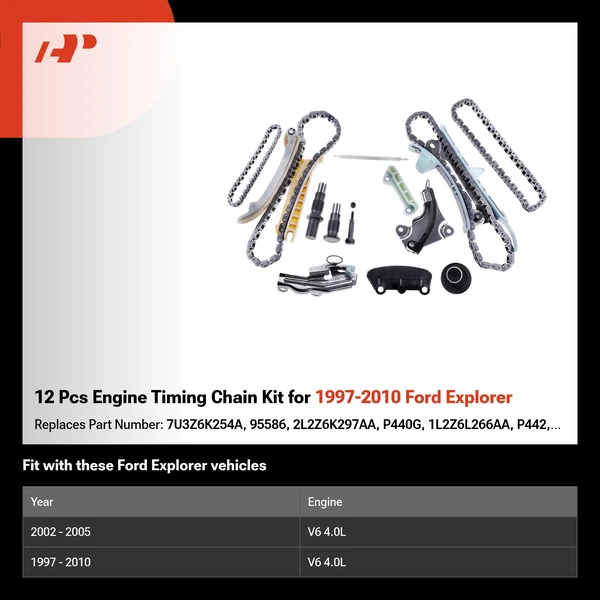 12 Pcs Engine Timing Chain Kit for 1997-2010 Ford Explorer