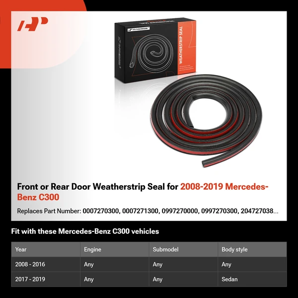 Front or Rear Door Weatherstrip Seal for 2008-2019 Mercedes-Benz C300