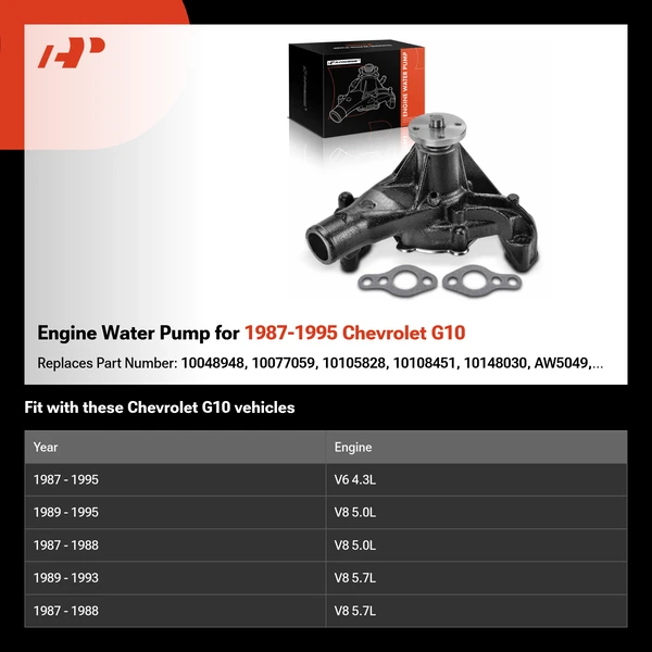 Engine Water Pump for 1987-1995 Chevrolet G10