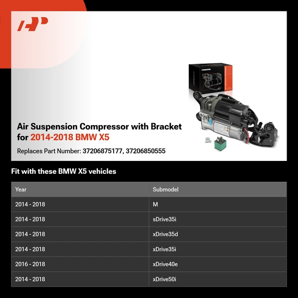 Air Suspension Compressor with Bracket for 2014-2018 BMW X5