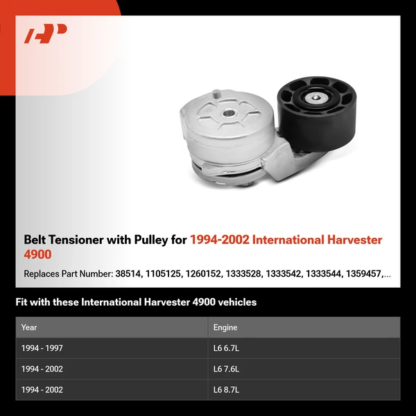 Belt Tensioner with Pulley for 1994-2002 International Harvester 4900