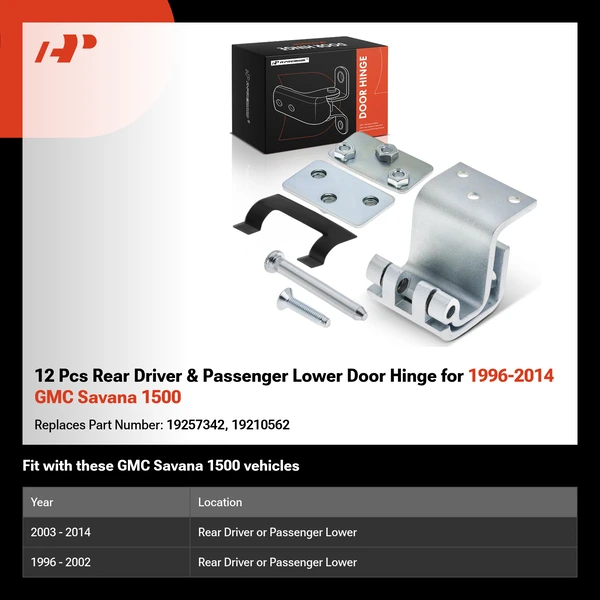 12 Pcs Rear Driver & Passenger Lower Door Hinge for 1996-2014 GMC Savana 1500