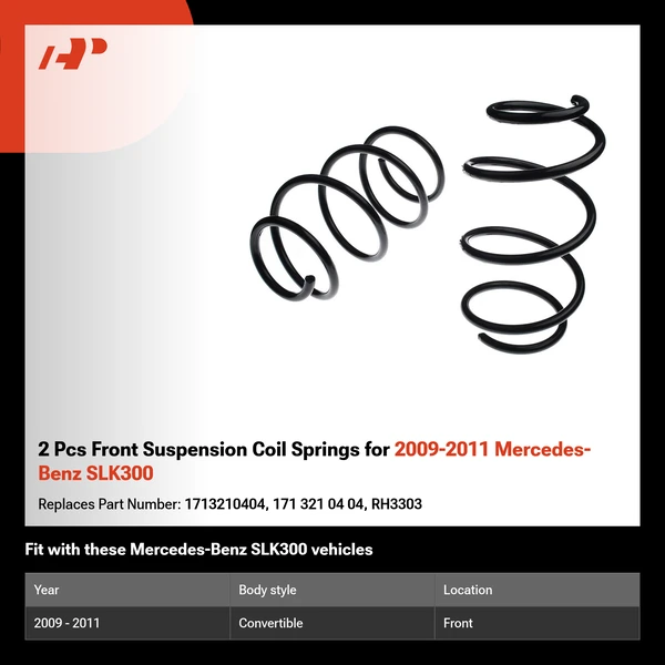2 Pcs Front Suspension Coil Springs for 2009-2011 Mercedes-Benz SLK300