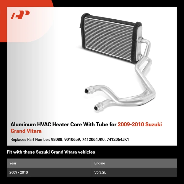Aluminum HVAC Heater Core With Tube for 2009-2010 Suzuki Grand Vitara