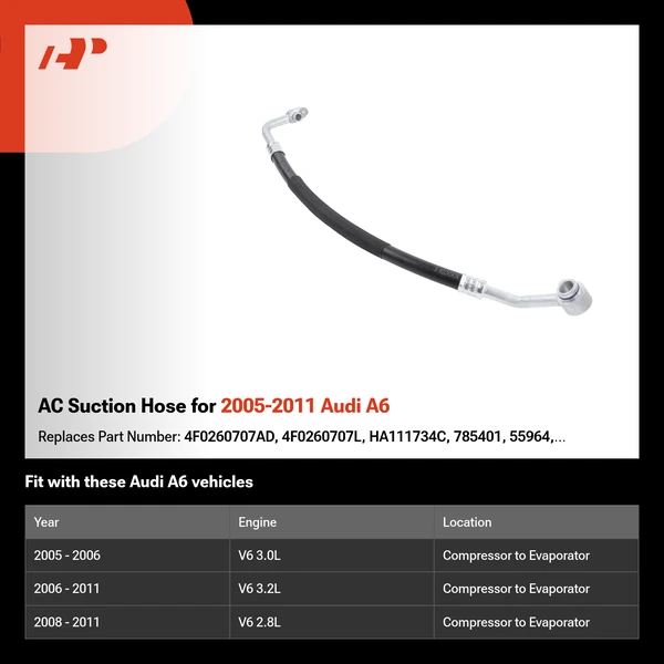 AC Suction Hose for 2005-2011 Audi A6
