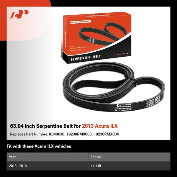 63.04 inch Serpentine Belt for 2013 Acura ILX
