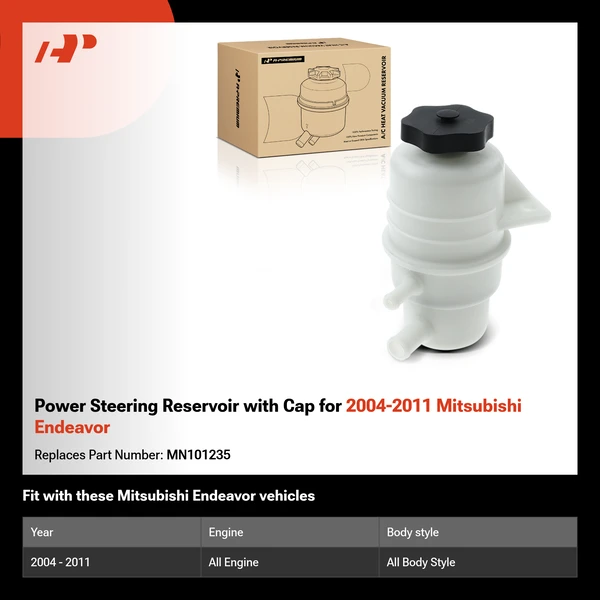 Power Steering Reservoir with Cap for 2004-2011 Mitsubishi Endeavor