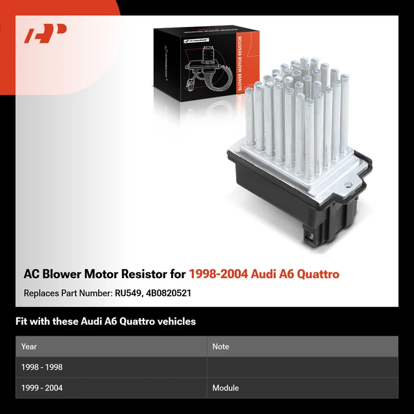 AC Blower Motor Resistor for 1998-2004 Audi A6 Quattro