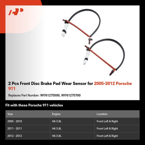 2 Pcs Front Disc Brake Pad Wear Sensor for 2005-2012 Porsche 911