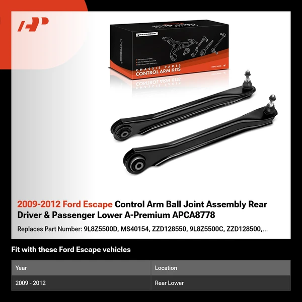 2009-2012 Ford Escape Control Arm Ball Joint Assembly Rear Driver & Passenger Lower A-Premium APCA8778