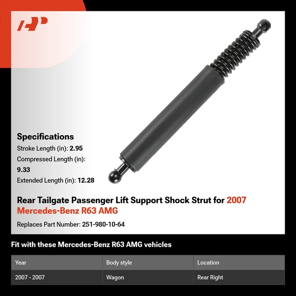 Rear Tailgate Passenger Lift Support Shock Strut for 2007 Mercedes-Benz R63 AMG