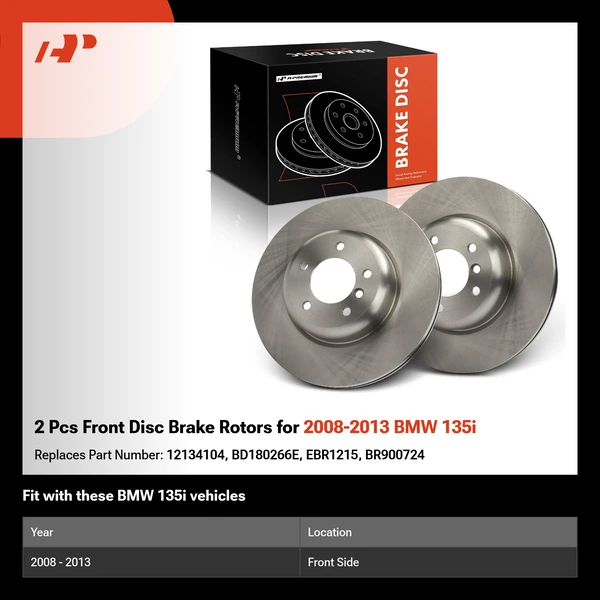 2 Pcs Front Disc Brake Rotors for 2008-2013 BMW 135i