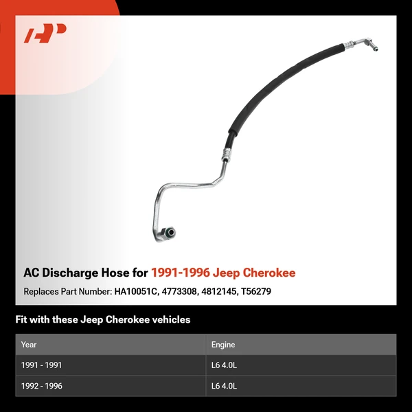 AC Discharge Hose for 1991-1996 Jeep Cherokee