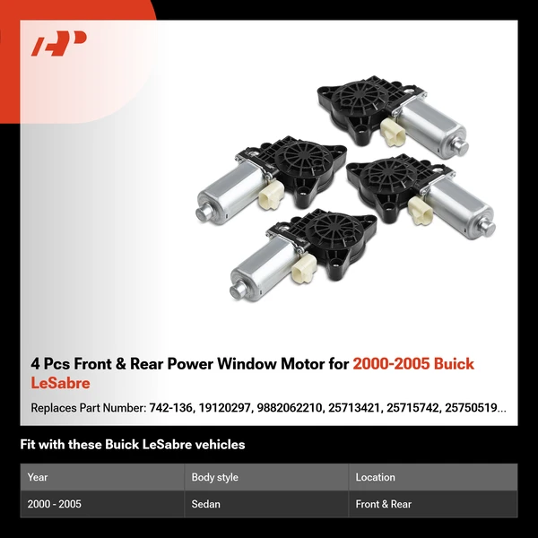 4 Pcs Front & Rear Power Window Motor for 2000-2005 Buick LeSabre