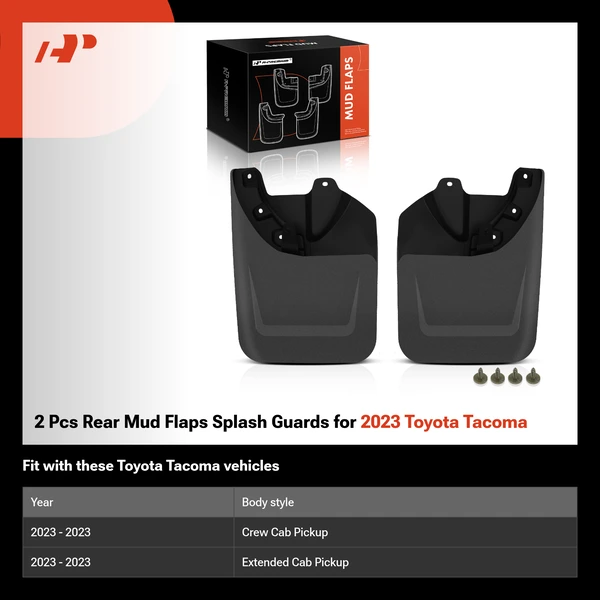 2 Pcs Rear Mud Flaps Splash Guards for 2023 Toyota Tacoma