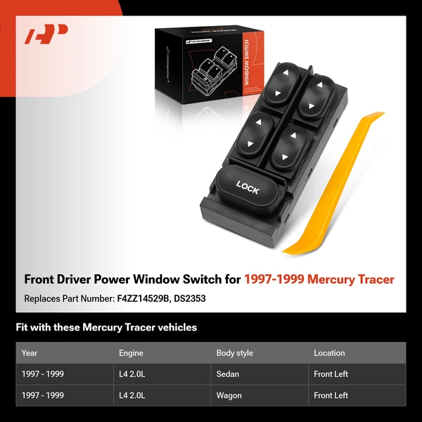 Front Driver Power Window Switch for 1997-1999 Mercury Tracer