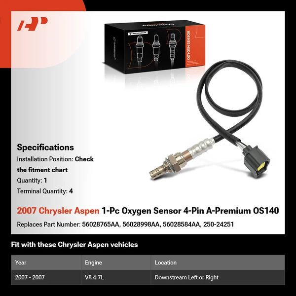 2007 Chrysler Aspen 1-Pc Oxygen Sensor 4-Pin A-Premium OS140