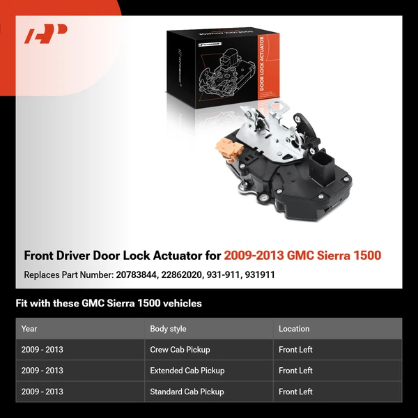Front Driver Door Lock Actuator for 2009-2013 GMC Sierra 1500