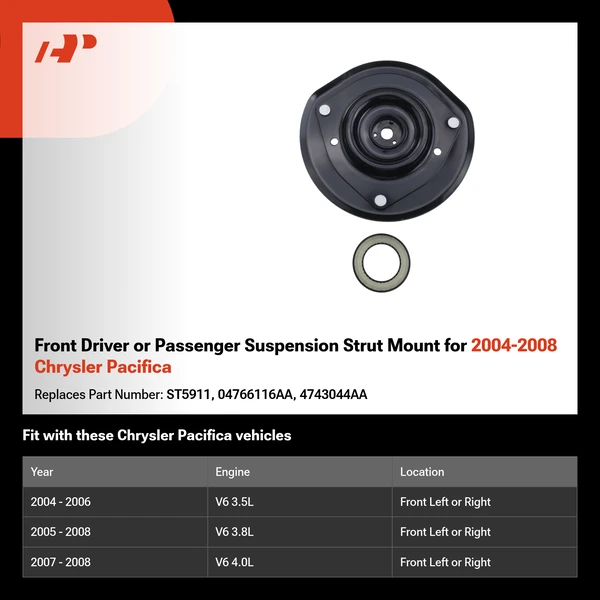 Front Driver or Passenger Suspension Strut Mount for 2004-2008 Chrysler Pacifica