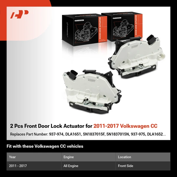 2 Pcs Front Door Lock Actuator for 2011-2017 Volkswagen CC