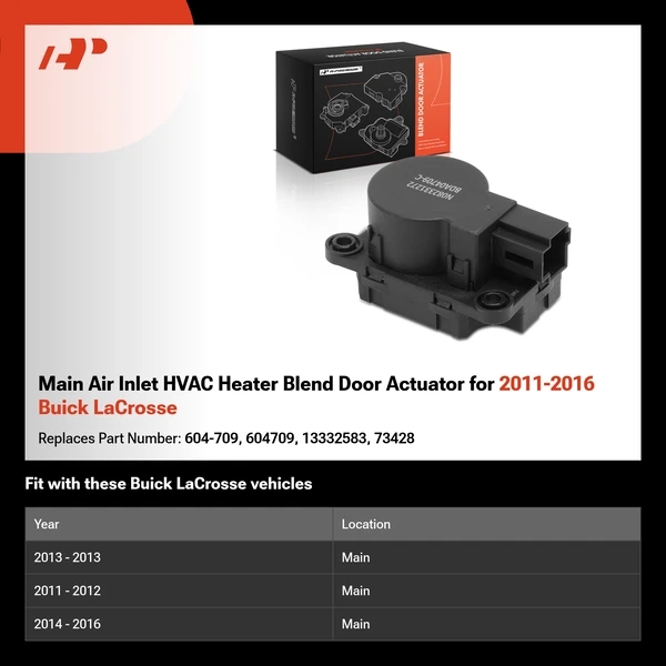 Main Air Inlet HVAC Heater Blend Door Actuator for 2011-2016 Buick LaCrosse