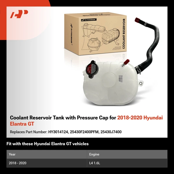 Coolant Reservoir Tank with Pressure Cap for 2018-2020 Hyundai Elantra GT