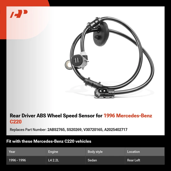 Rear Driver ABS Wheel Speed Sensor for 1996 Mercedes-Benz C220