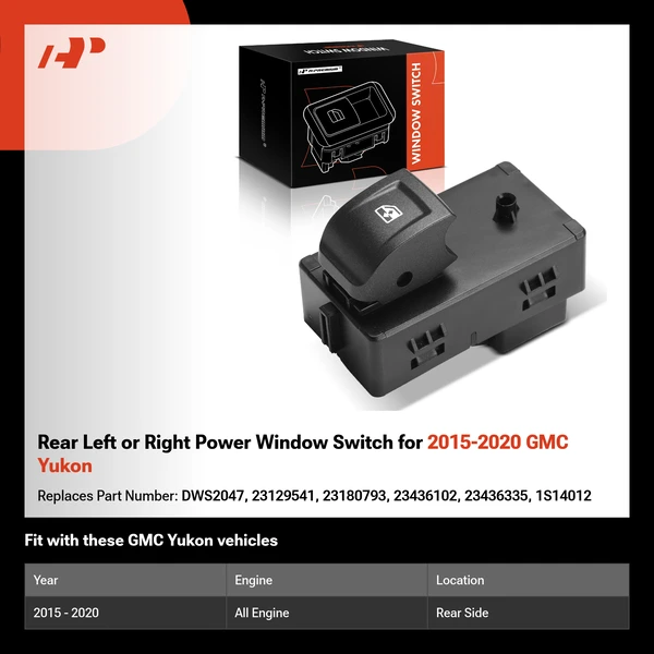 Rear Left or Right Power Window Switch for 2015-2020 GMC Yukon
