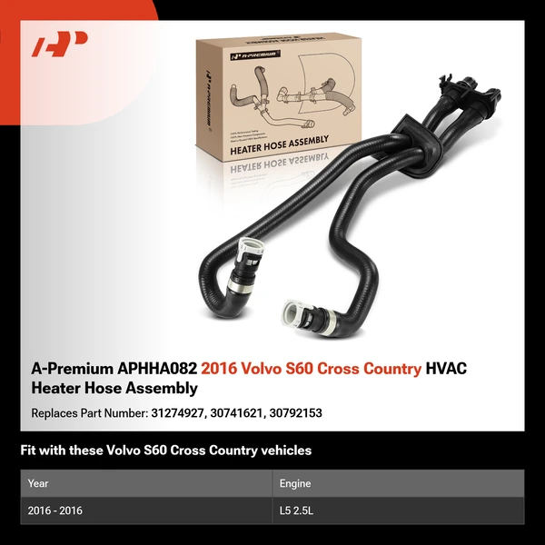 A-Premium APHHA082 2016 Volvo S60 Cross Country HVAC Heater Hose Assembly