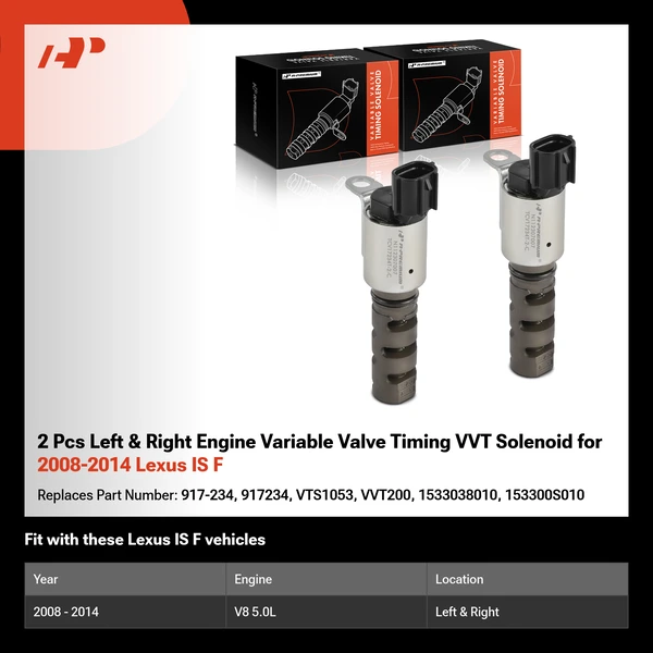 2 Pcs Left & Right Engine Variable Valve Timing VVT Solenoid for 2008-2014 Lexus IS F