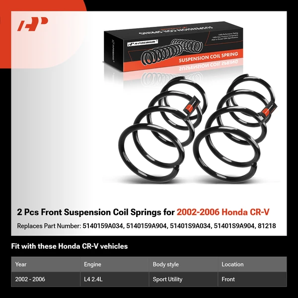 2 Pcs Front Suspension Coil Springs for 2002-2006 Honda CR-V