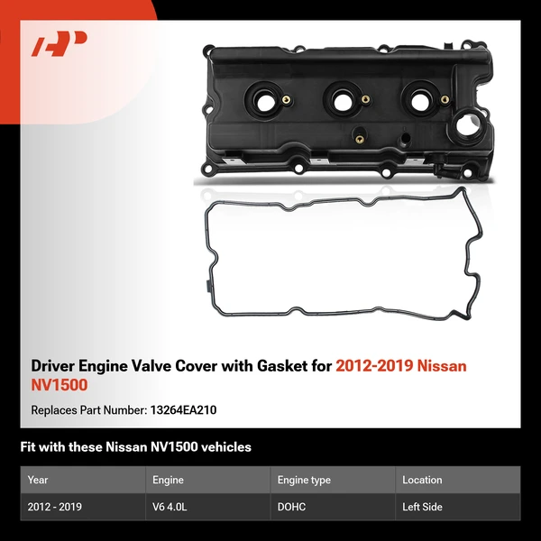 Driver Engine Valve Cover with Gasket for 2012-2019 Nissan NV1500