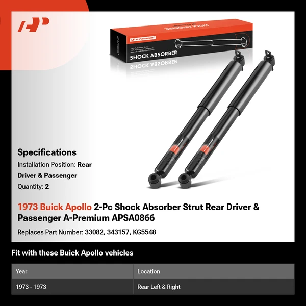 1973 Buick Apollo 2-Pc Shock Absorber Strut Rear Driver & Passenger A-Premium APSA0866