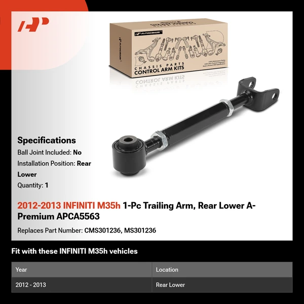 2012-2013 INFINITI M35h 1-Pc Trailing Arm, Rear Lower A-Premium APCA5563