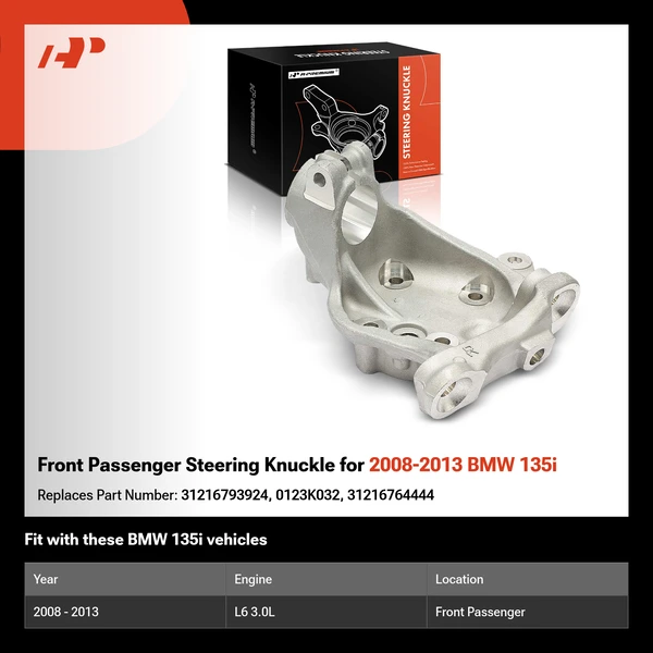 Front Passenger Steering Knuckle for 2008-2013 BMW 135i