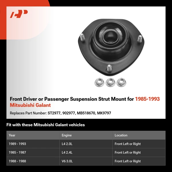 Front Driver or Passenger Suspension Strut Mount for 1985-1993 Mitsubishi Galant