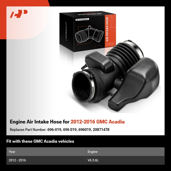 Engine Air Intake Hose for 2012-2016 GMC Acadia
