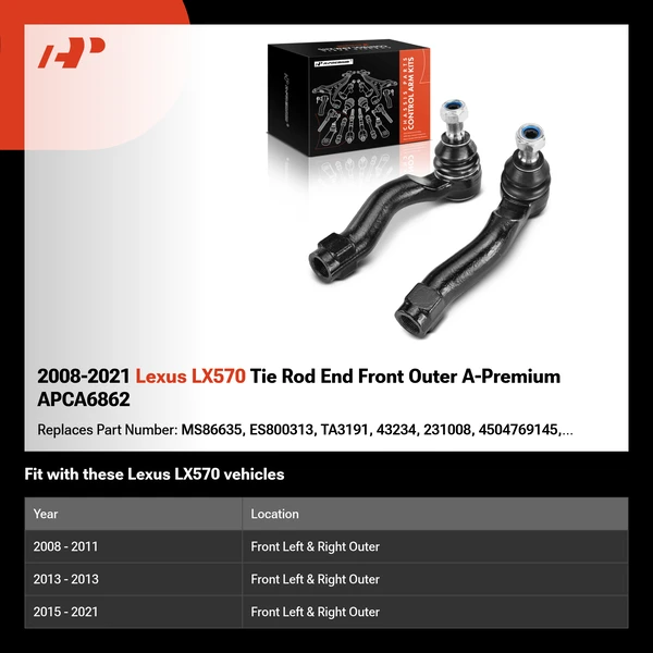 2008-2021 Lexus LX570 Tie Rod End Front Outer A-Premium APCA6862