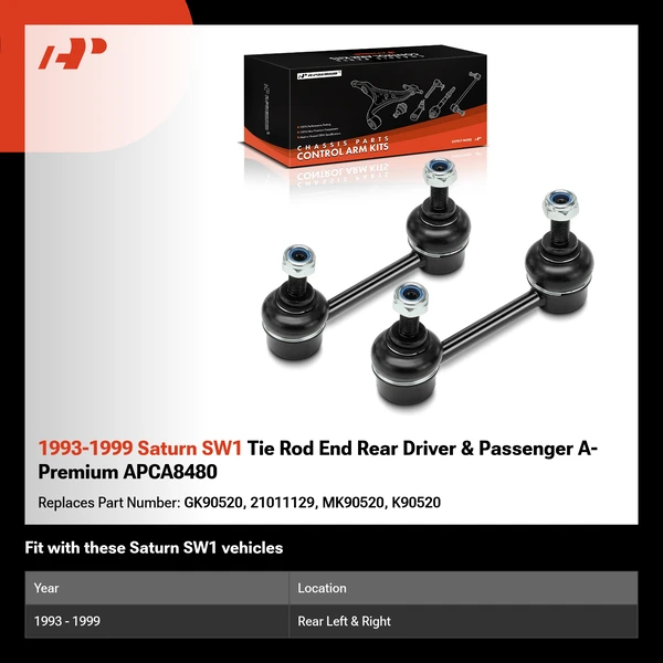 1993-1999 Saturn SW1 Tie Rod End Rear Driver & Passenger A-Premium APCA8480